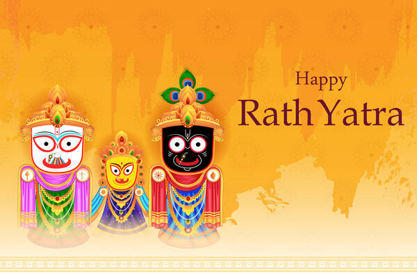 easy to edit vector illustration of Rath Yatra Lord Jagannath festival Holiday background celebrated in Odisha, India