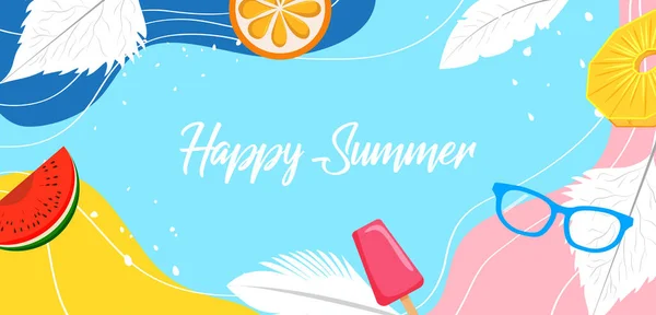 Einfach Bearbeitende Vektorillustration Des Tropischen Hintergrunds Für Den Sommerurlaub — Stockvektor