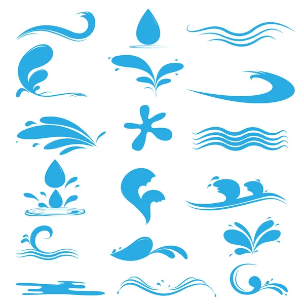 Einfach Bearbeitende Vektorillustration Der Sammlung Von Wasserspritzern Und Wellen — Stockvektor