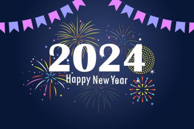 Mutlu Yıllar 2024 'ün vektör illüstrasyonunu düzenlemek kolay. Mevsimsel selamlama geçmişi diliyor.