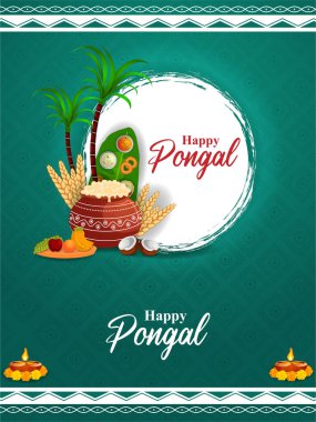 Tamil Nadu Hindistan 'ın Mutlu Pongal Festivali' nin vektör illüstrasyonunu düzenlemek kolay