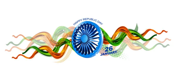 Lätt Att Redigera Vektorillustration Happy Republikens Dag Indien Tricolor Bakgrund Stockillustration