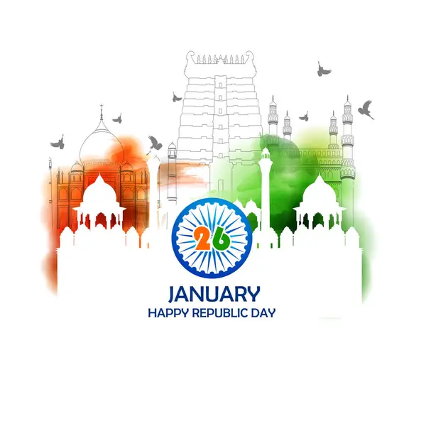 轻松编辑矢量图快乐共和国日印度三色背景1月26日 矢量图形