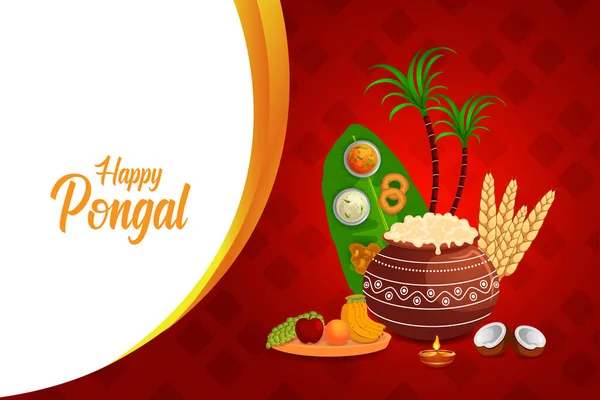 Łatwy Edycji Wektor Ilustracja Happy Pongal Festiwalu Tamil Nadu Indii Ilustracja Stockowa