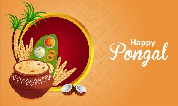 Lätt Att Redigera Vektor Illustration Happy Pongal Festival Tamil Nadu Stockvektor