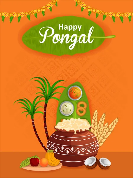 很容易编辑泰米尔纳德邦背景的快乐Pongal节的矢量插图 免版税图库矢量图片