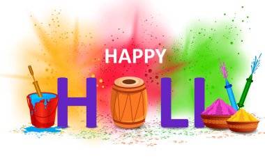 Holi 'nin Hindistan' da kutladığı renk festivali için renkli arkaplanın vektör çizimini düzenlemek kolay