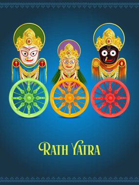 Rath Yatra Lord Jagannath festivalinin vektör illüstrasyonunu düzenlemek kolay. Hindistan 'ın Odisha şehrinde tatil arkaplanı kutlanıyor.