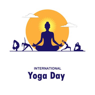 21 Haziran 'daki Uluslararası Yoga Günü kutlaması için asana egzersizi yapan insanların vektör illüstrasyonunu düzenlemek kolay