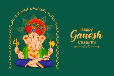 Ganesh Chaturthi zemin üzerinde Lord Ganpati vektör çizim düzenlemek kolay