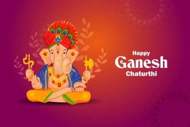 Ganesh Chaturthi zemin üzerinde Lord Ganpati vektör çizim düzenlemek kolay