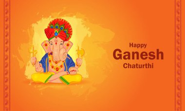 Ganesh Chaturthi zemin üzerinde Lord Ganpati vektör çizim düzenlemek kolay