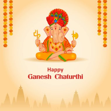 Ganesh Chaturthi zemin üzerinde Lord Ganpati vektör çizim düzenlemek kolay