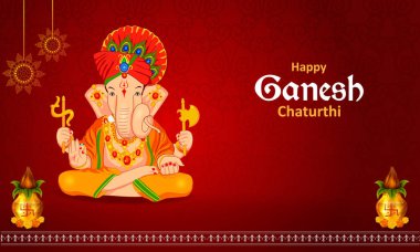 Ganesh Chaturthi zemin üzerinde Lord Ganpati vektör çizim düzenlemek kolay