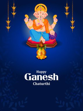 Ganesh Chaturthi zemin üzerinde Lord Ganpati vektör çizim düzenlemek kolay