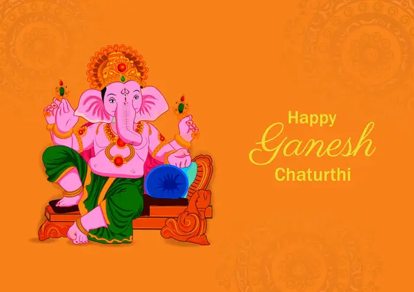 stock vector easy to edit vector illustration of Lord Ganpati on Ganesh Chaturthi background