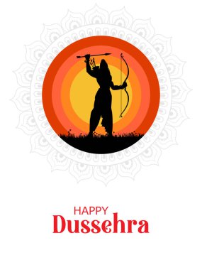 Rama 'nın Ravana' yı öldürüşünün vektör illüstrasyonunu düzenlemek kolay. Mutlu Dussehra arka planı Hindistan festivalini gösteriyor.