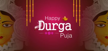 Happy Durga Puja Hindistan bayram arkaplanının vektör illüstrasyonunu düzenlemek kolay