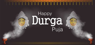 Happy Durga Puja Hindistan bayram arkaplanının vektör illüstrasyonunu düzenlemek kolay
