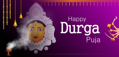 Happy Durga Puja Hindistan bayram arkaplanının vektör illüstrasyonunu düzenlemek kolay