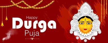 Happy Durga Puja Hindistan bayram arkaplanının vektör illüstrasyonunu düzenlemek kolay