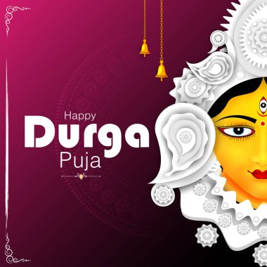 Happy Durga Puja Hindistan bayram arkaplanının vektör illüstrasyonunu düzenlemek kolay