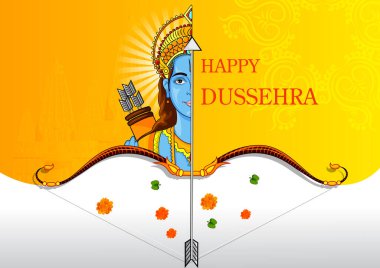 Hindistan festivalini gösteren Mutlu Dussehra arka planında Lord Rama 'nın vektör çizimini düzenlemek kolay