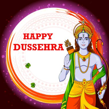 Hindistan festivalini gösteren Mutlu Dussehra arka planında Lord Rama 'nın vektör çizimini düzenlemek kolay