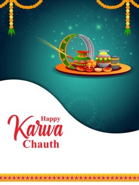 Hint festivali arka planının vektör illüstrasyonunu düzenlemek kolay. Hindu kadınlar tarafından kutlanan Karva Chauth.