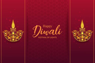 Hindistan 'daki Mutlu Diwali bayramı Hint festivali için dekore edilmiş diya' nın vektör illüstrasyonunu düzenlemek kolay