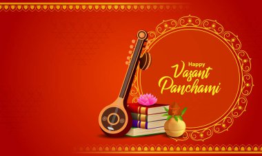 Hintli Vasant Panchami Puja için Tanrıça Saraswati 'nin vektör illüstrasyonunu düzenlemek kolay