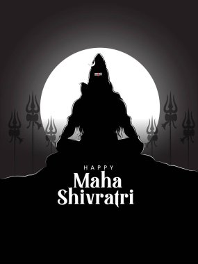 Geleneksel Hint festivali Shivratri için Lord Shiva 'nın dini geçmişinin vektör illüstrasyonunu düzenlemek kolaydır.
