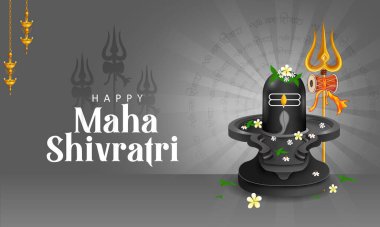 Geleneksel Hint festivali Shivratri için Lord Shiva 'nın dini geçmişinin vektör illüstrasyonunu düzenlemek kolaydır.