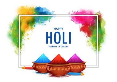 Hindistan renk festivali için renkli Happy Hoil arkaplanının vektör illüstrasyonunu düzenlemek kolay