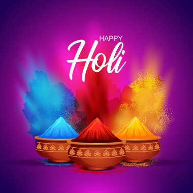 Hindistan renk festivali için renkli Happy Hoil arkaplanının vektör illüstrasyonunu düzenlemek kolay