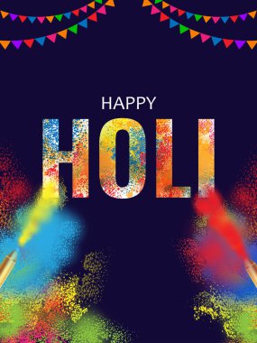 Hindistan renk festivali için renkli Happy Hoil arkaplanının vektör illüstrasyonunu düzenlemek kolay