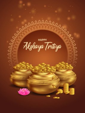 Hindistan 'daki Akshaya Tritiya Hindu dini festivalinin vektör illüstrasyonu