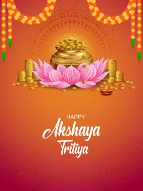 Hindistan 'daki Akshaya Tritiya Hindu dini festivalinin vektör illüstrasyonu