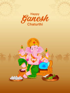Ganesh Chaturthi zemin üzerinde Lord Ganpati vektör çizim düzenlemek kolay