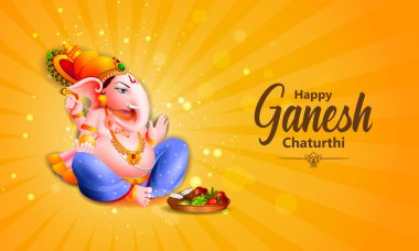 Ganesh Chaturthi zemin üzerinde Lord Ganpati vektör çizim düzenlemek kolay