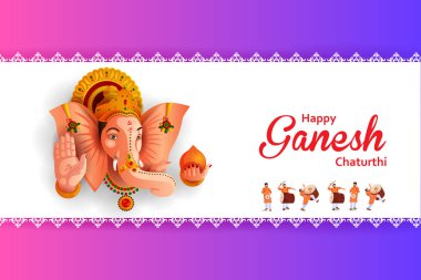 Ganesh Chaturthi zemin üzerinde Lord Ganpati vektör çizim düzenlemek kolay