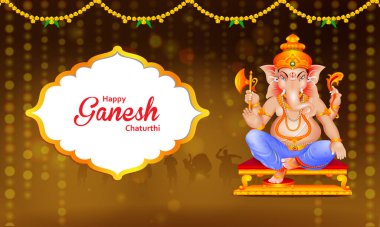 Ganesh Chaturthi zemin üzerinde Lord Ganpati vektör çizim düzenlemek kolay