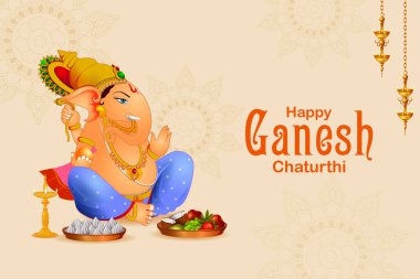 Ganesh Chaturthi zemin üzerinde Lord Ganpati vektör çizim düzenlemek kolay