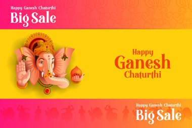 Ganesh Chaturthi zemin üzerinde Lord Ganpati vektör çizim düzenlemek kolay