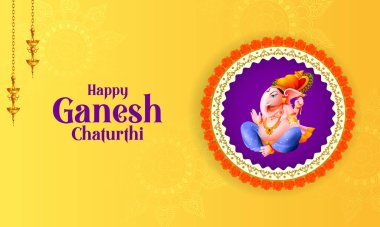 Ganesh Chaturthi zemin üzerinde Lord Ganpati vektör çizim düzenlemek kolay