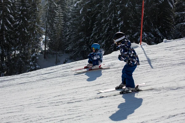 Mignon Enfant Âge Préscolaire Garçon Ski Heureux Autriche Apls Par — Photo