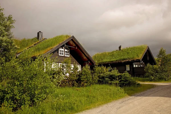 Village Typical Houses Southwest Norway Shore Lysebotn Fjord Kjerag — Zdjęcie stockowe