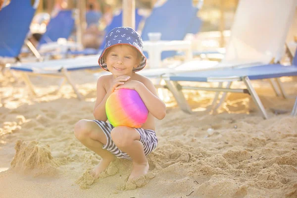 Happy Child Beach Enjoying Summer Playing Greece Halkidiki — Stock fotografie