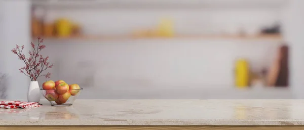 Крупним Планом Зображення Сучасні Мармурові Кухонні Острови Або Стільниця Декором — стокове фото