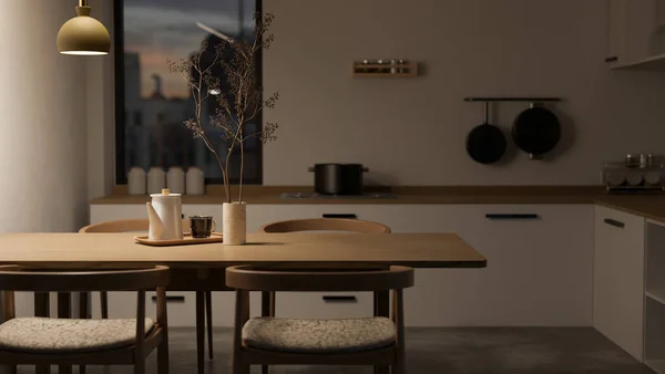 Сучасний Комфортабельний Будинок Їдальня Кухонне Кухонне Приміщення Дизайн Інтер Єру — стокове фото